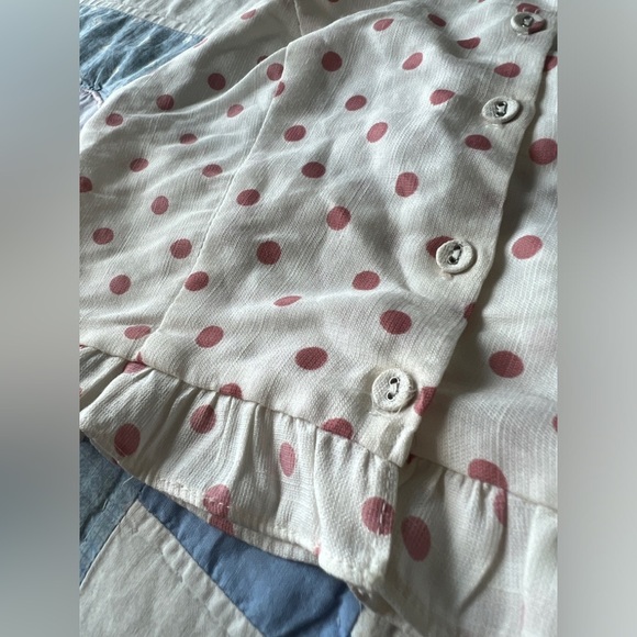 Kimchi Blue Womens Pink White Polka Dot Preppy Button Up Front Halter Top Small - Picture 3 of 8